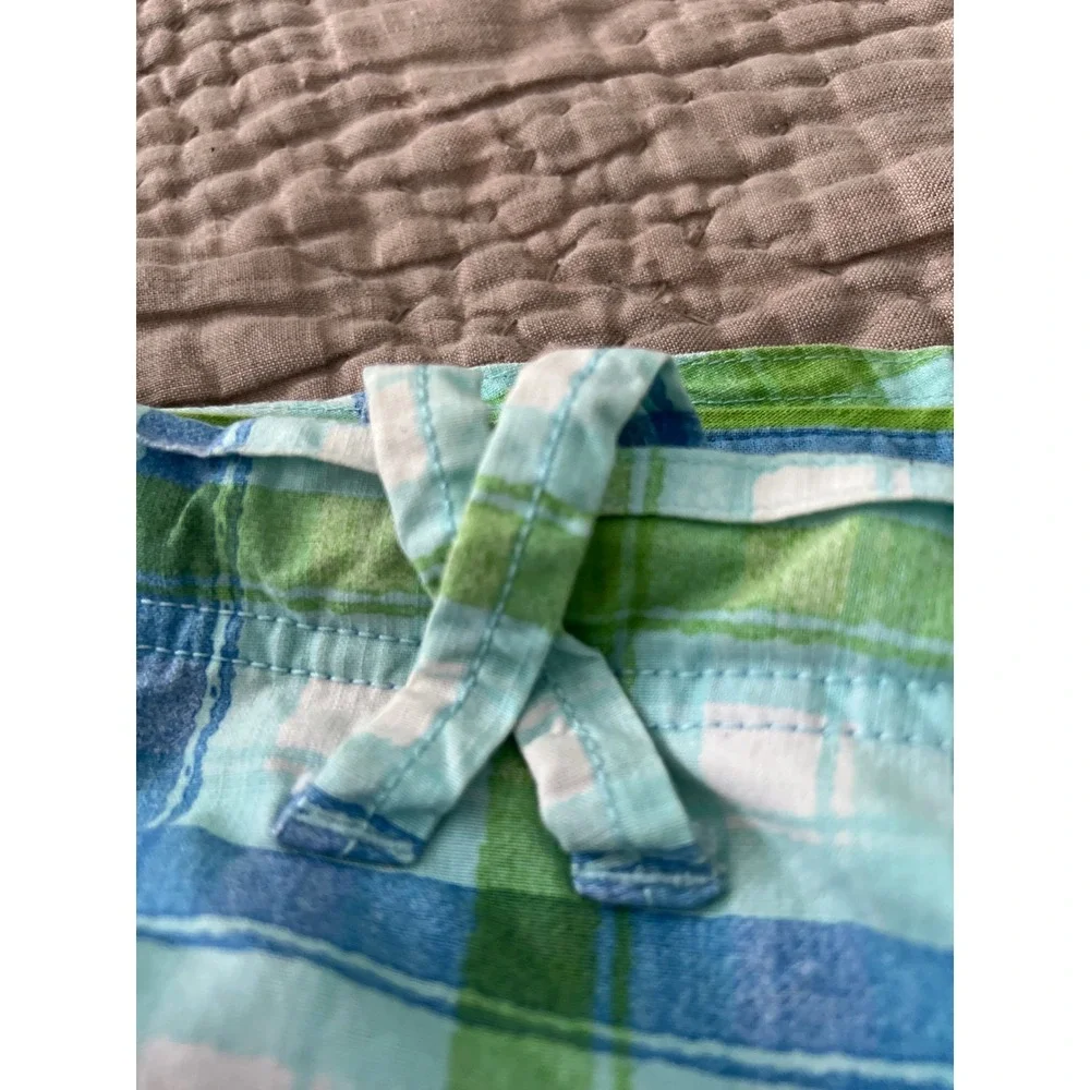 Jordan Mens Plaid Cargo Shorts Blue Green White Size 38 Cotton Jumpman Y2K Retro